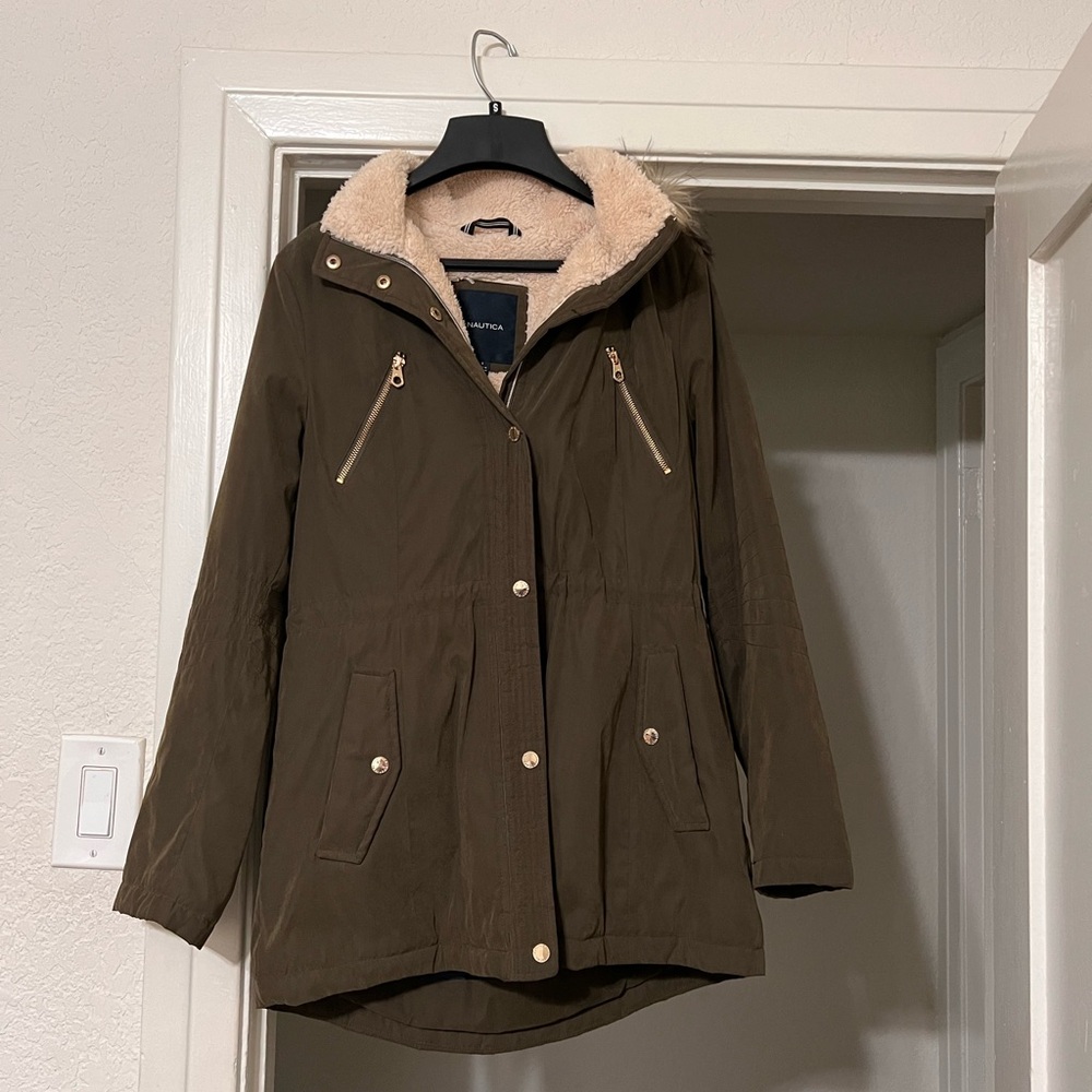 Nautica womens faux fur hooded jacket